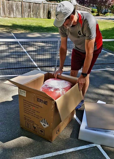 unboxing the erne pickleball machine